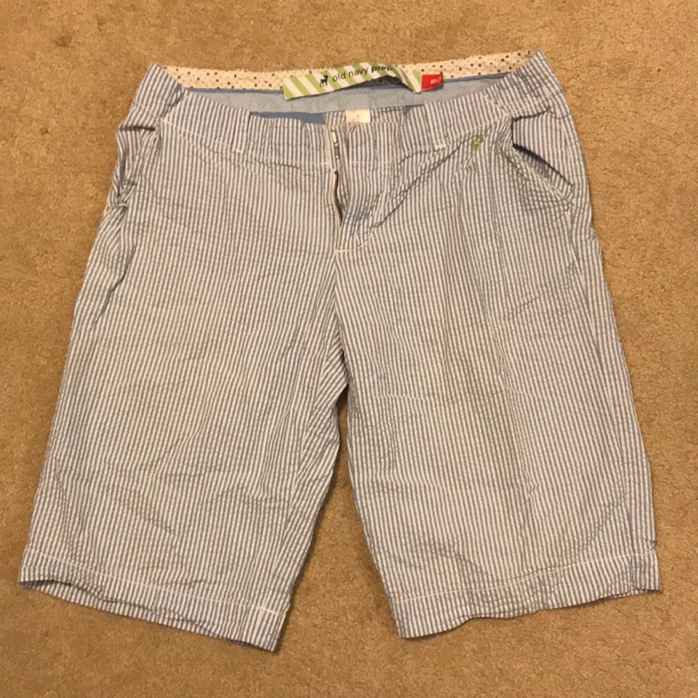 Blue & white striped shorts